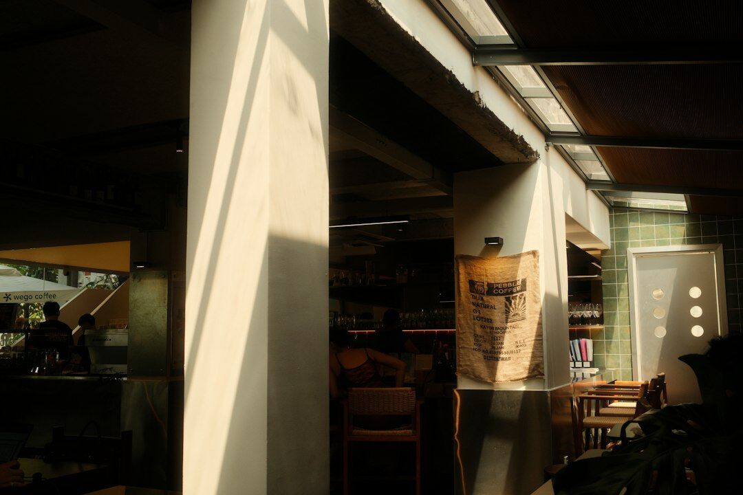 Vintage magazine archive shelves bathed in warm afternoon light