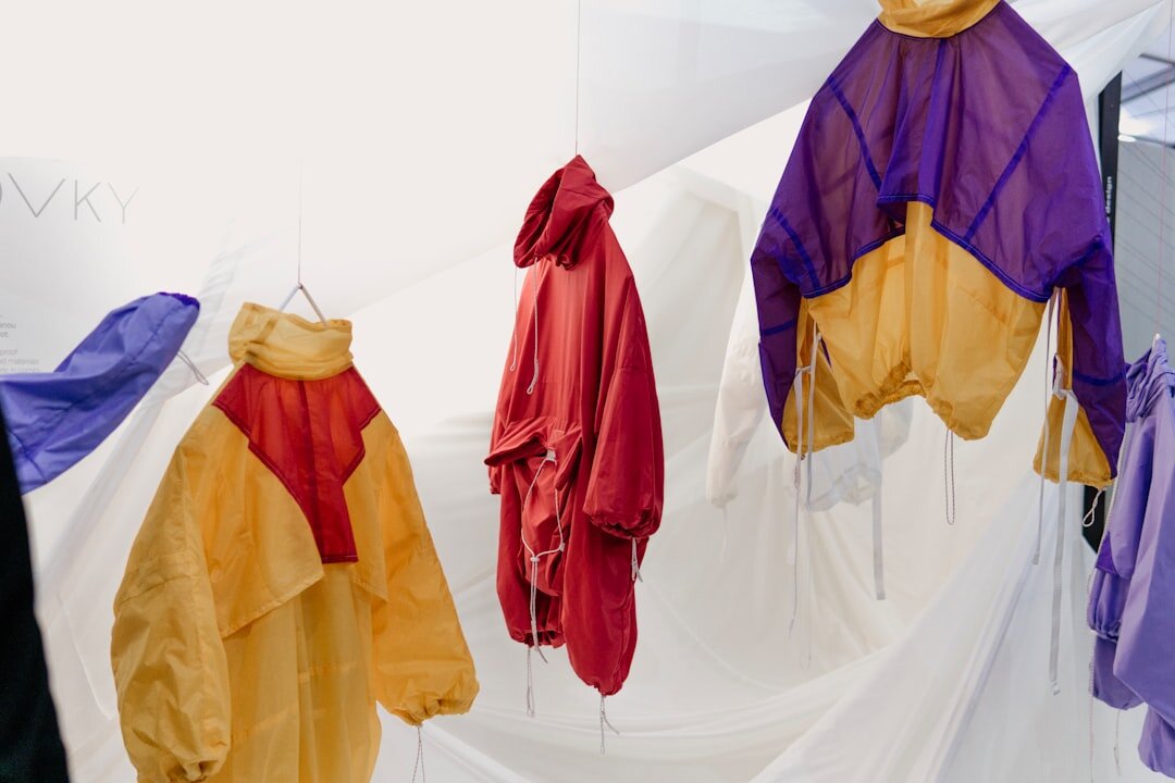 Rack of vintage couture garments in a textile archive