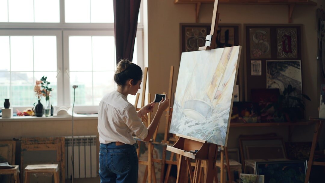 aspiring artist painting in studio